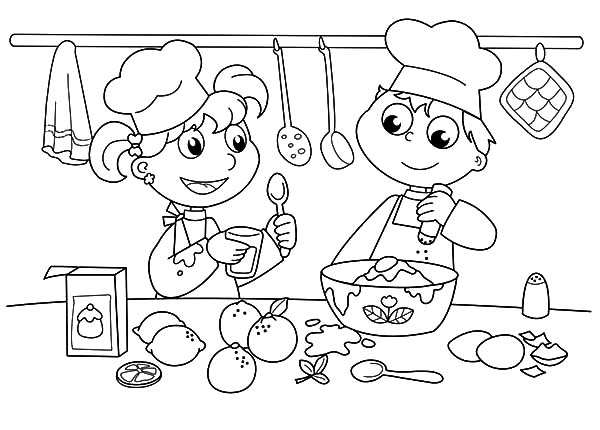 着色页: 厨师 (行业和专业) #92082 - 免费可打印着色页
