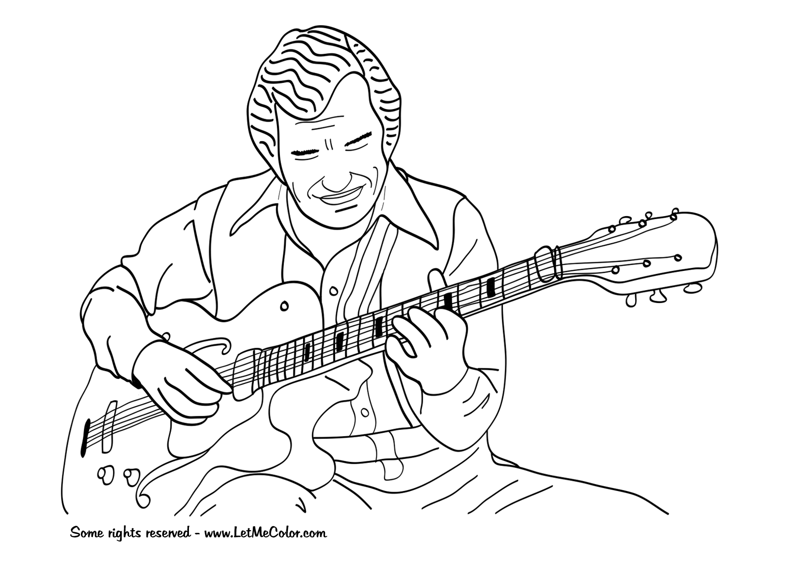 着色页: 吉他手 (行业和专业) #98058 - 免费可打印着色页