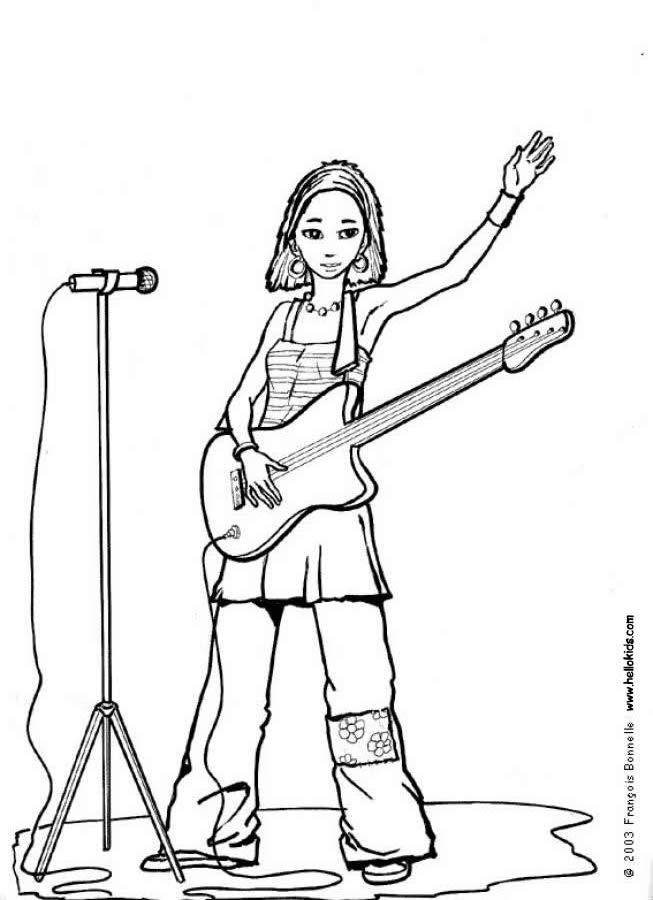 着色页: 吉他手 (行业和专业) #98063 - 免费可打印着色页