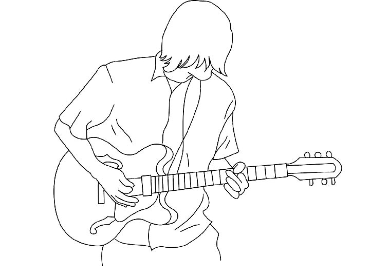 着色页: 吉他手 (行业和专业) #98065 - 免费可打印着色页