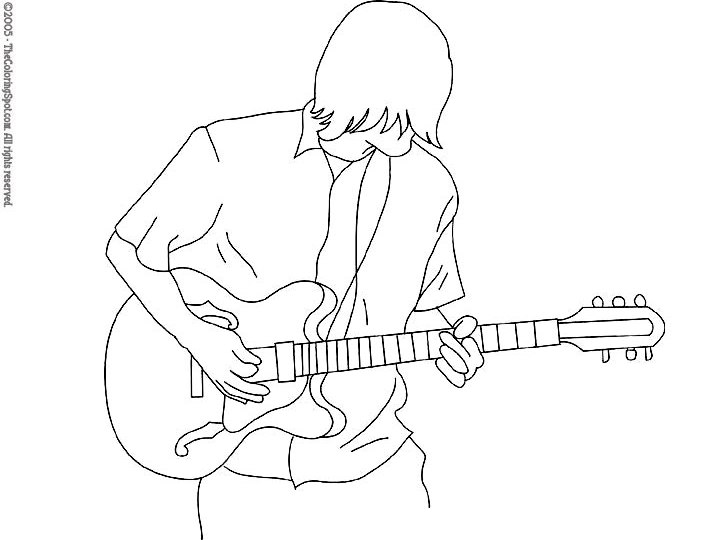 着色页: 吉他手 (行业和专业) #98326 - 免费可打印着色页