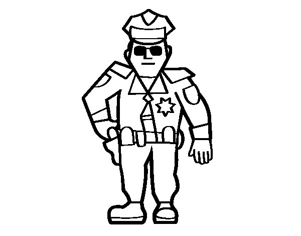 着色页: 警官 (行业和专业) #105442 - 免费可打印着色页