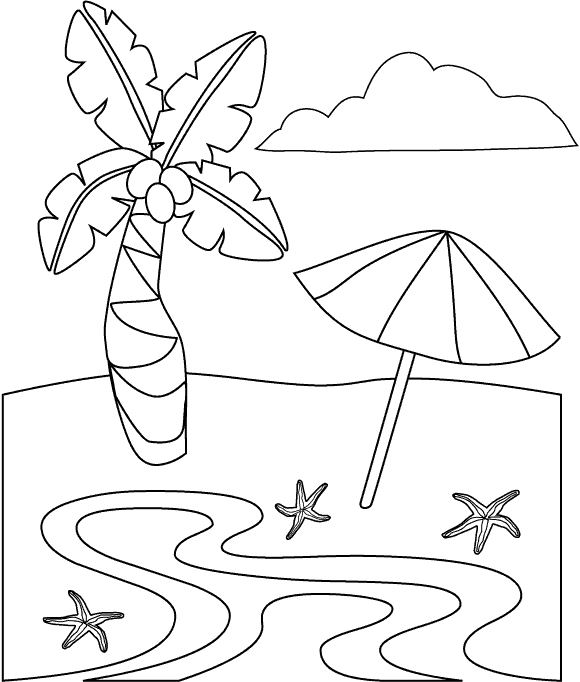 着色页: 海滩 (自然与季节) #158968 - 免费可打印着色页