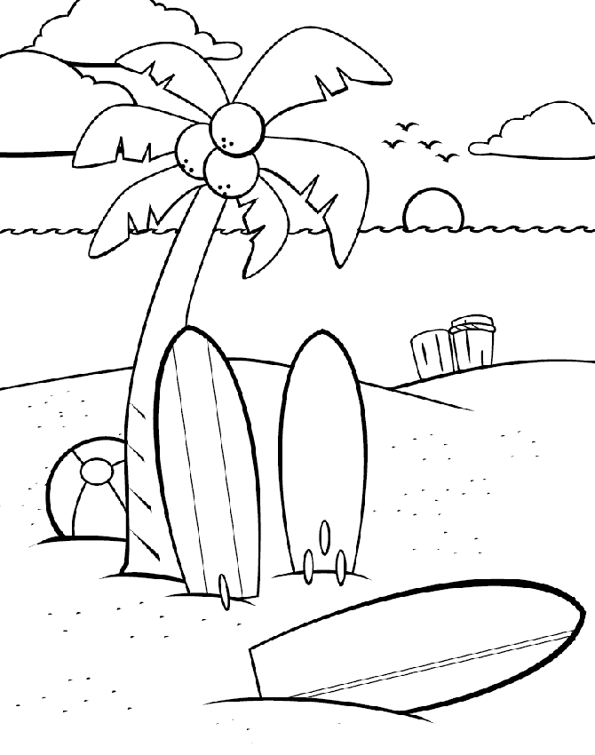 着色页: 海滩 (自然与季节) #159002 - 免费可打印着色页