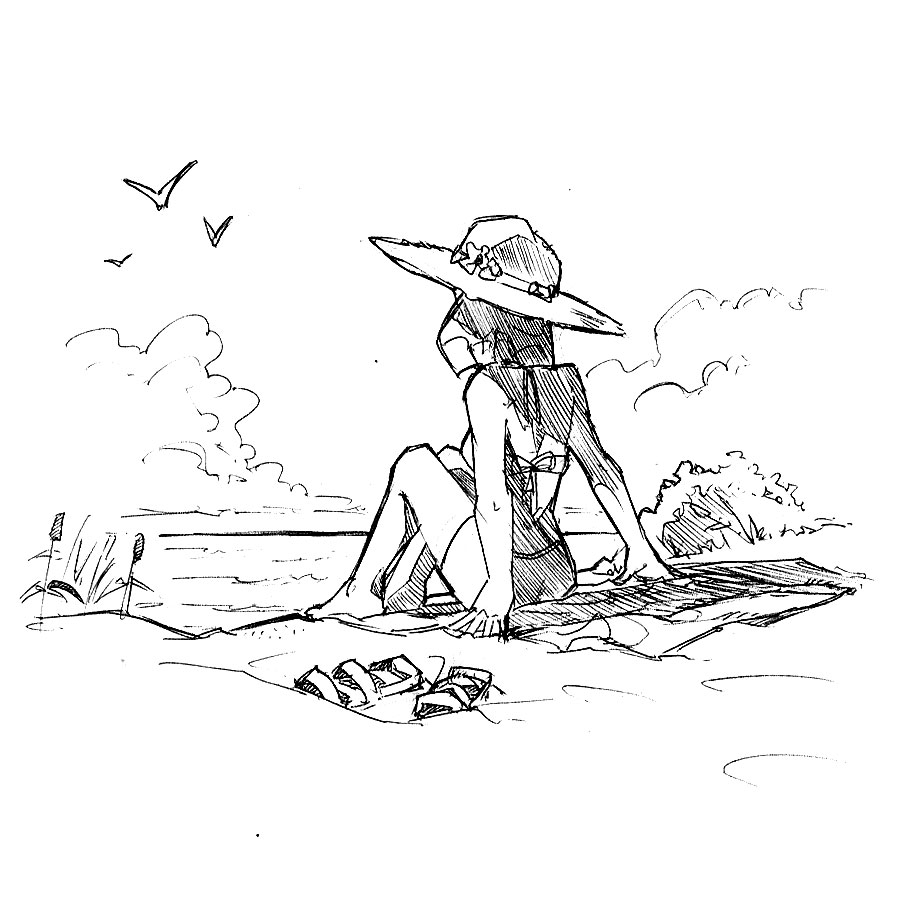 着色页: 海滩 (自然与季节) #159178 - 免费可打印着色页