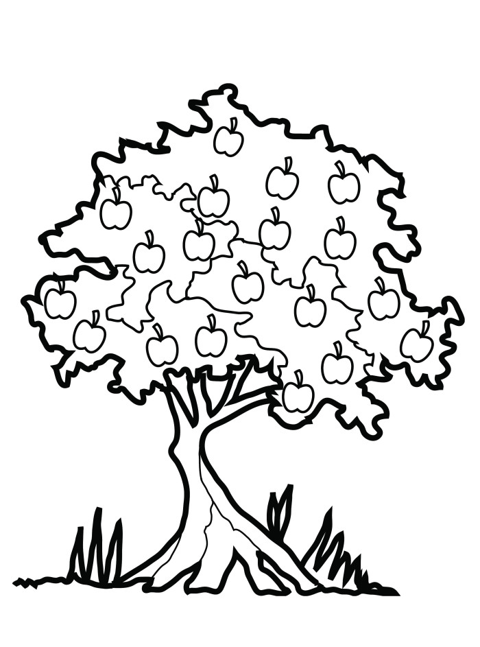 着色页: 苹果树 (自然) #163740 - 免费可打印着色页