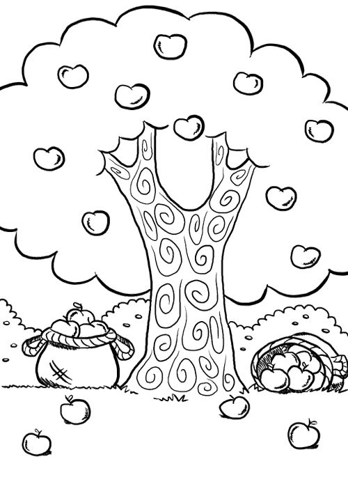 着色页: 苹果树 (自然) #163747 - 免费可打印着色页