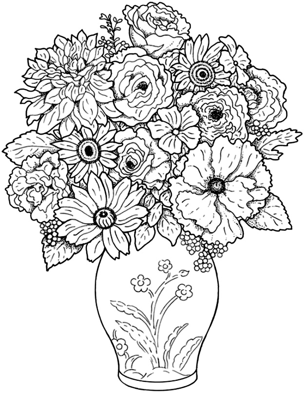 着色页: 一束鲜花 (自然) #160763 - 免费可打印着色页