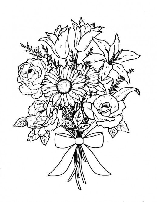 着色页: 一束鲜花 (自然) #160806 - 免费可打印着色页