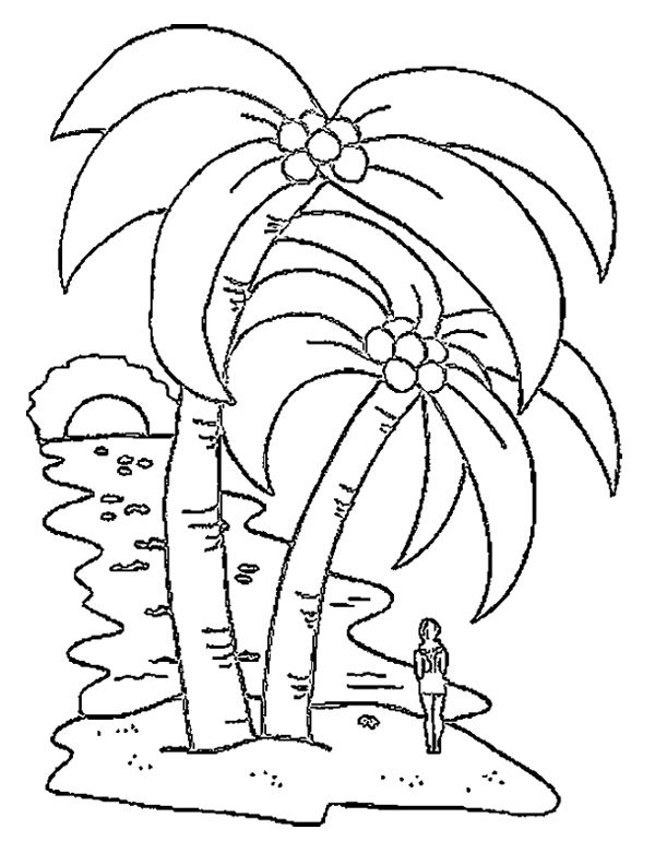 着色页: 椰子树 (自然) #162367 - 免费可打印着色页