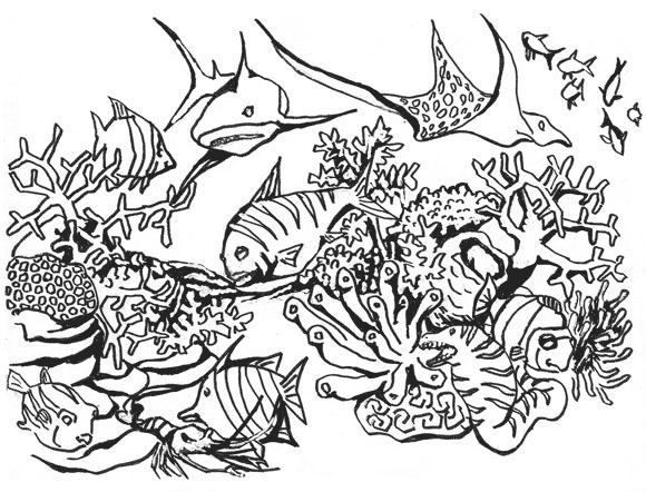 着色页: 珊瑚 (自然) #162926 - 免费可打印着色页