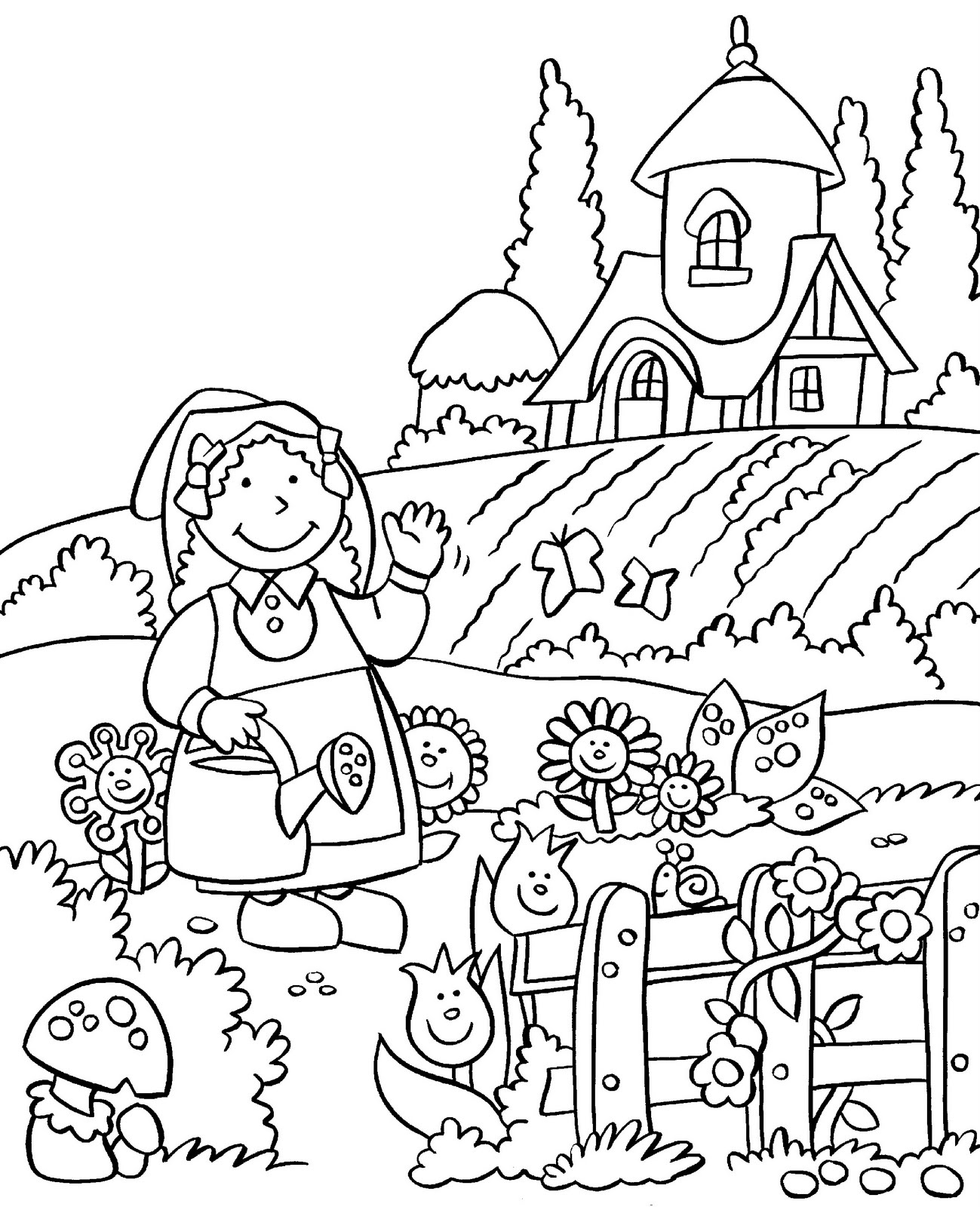 着色页: 花园 (自然) #166315 - 免费可打印着色页