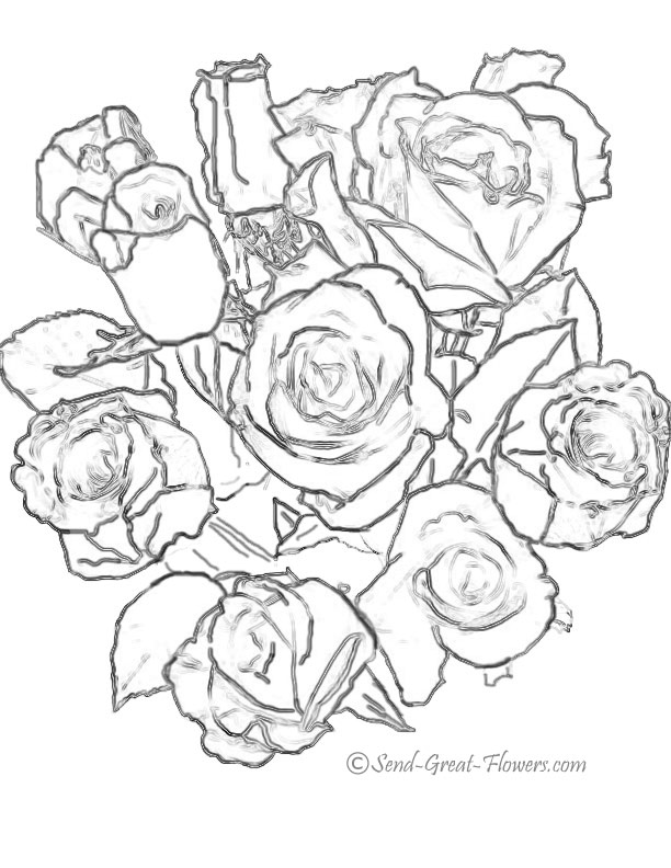 着色页: 玫瑰 (自然) #161877 - 免费可打印着色页