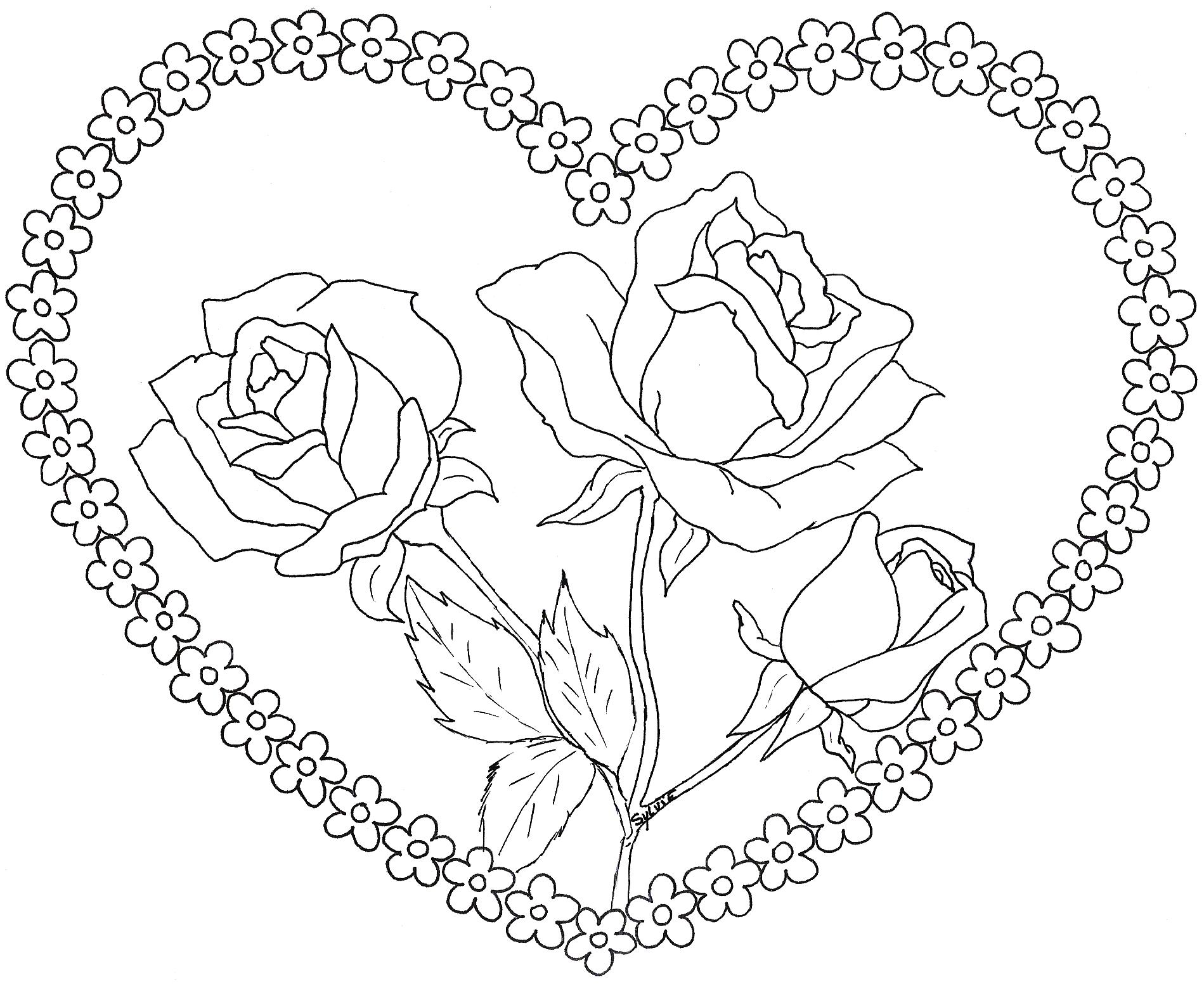 着色页: 玫瑰 (自然) #161883 - 免费可打印着色页