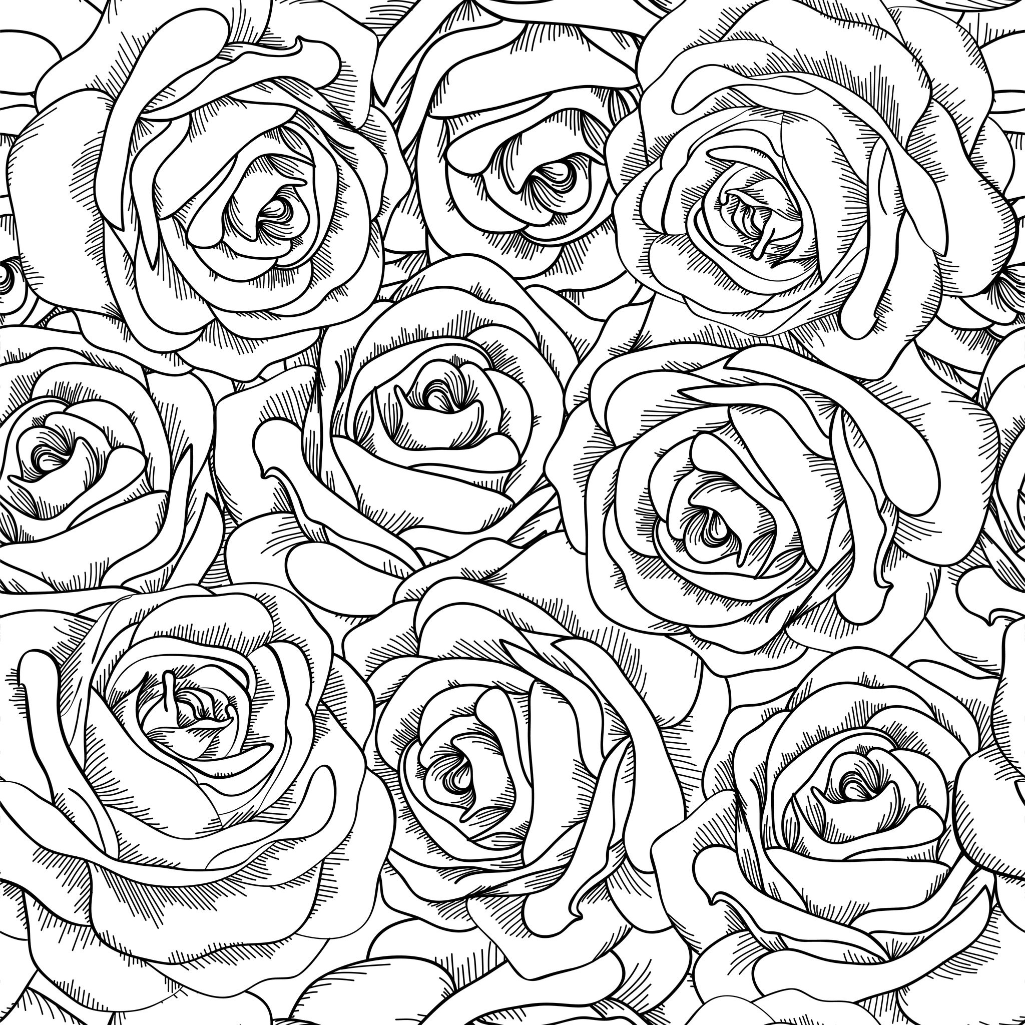 着色页: 玫瑰 (自然) #161911 - 免费可打印着色页
