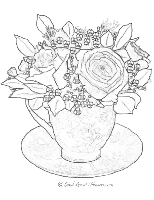 着色页: 玫瑰 (自然) #161940 - 免费可打印着色页