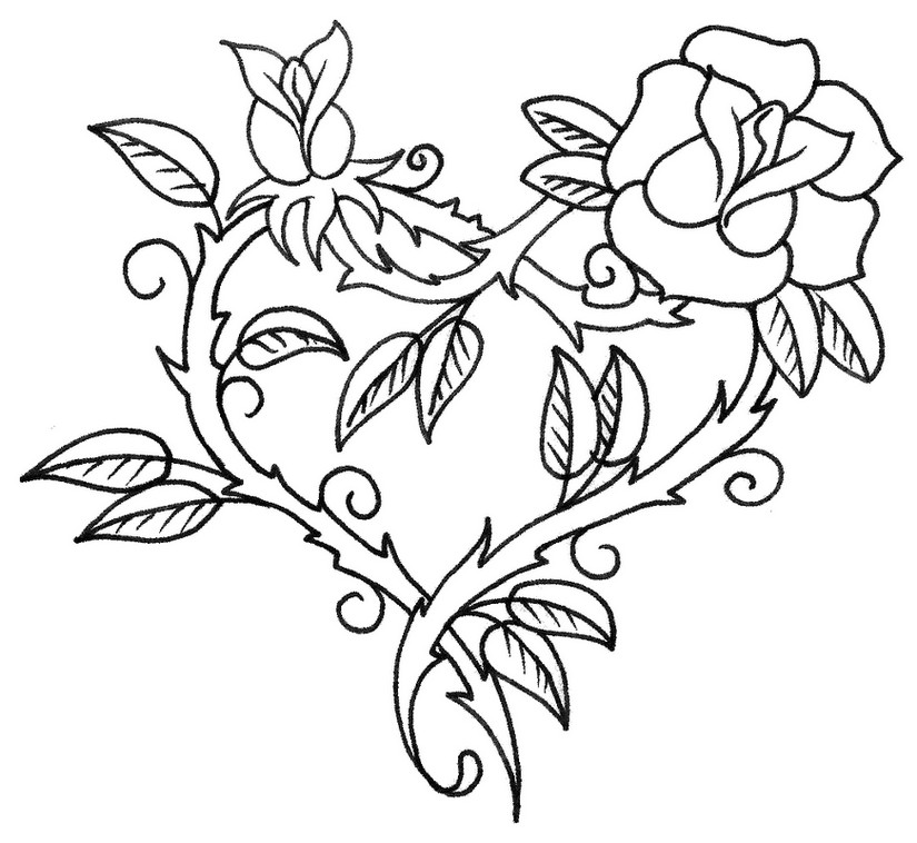 着色页: 玫瑰 (自然) #161961 - 免费可打印着色页