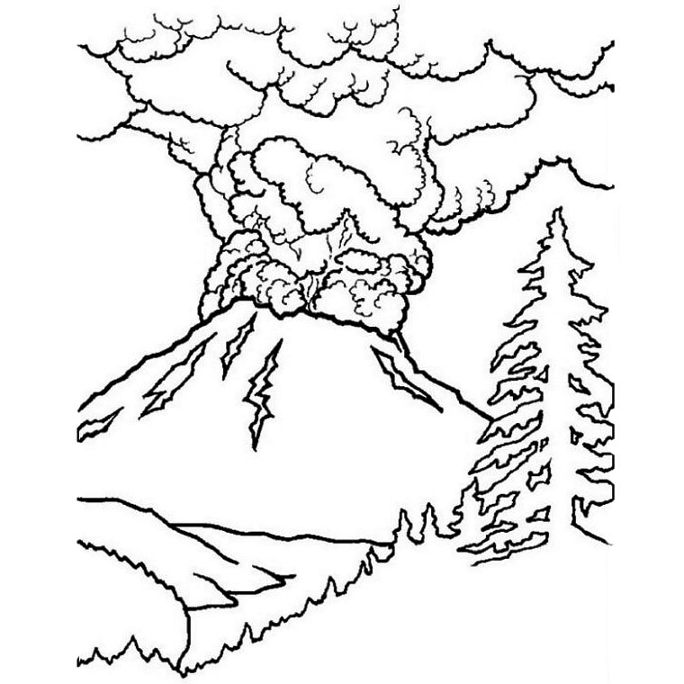 着色页: 火山 (自然) #166570 - 免费可打印着色页