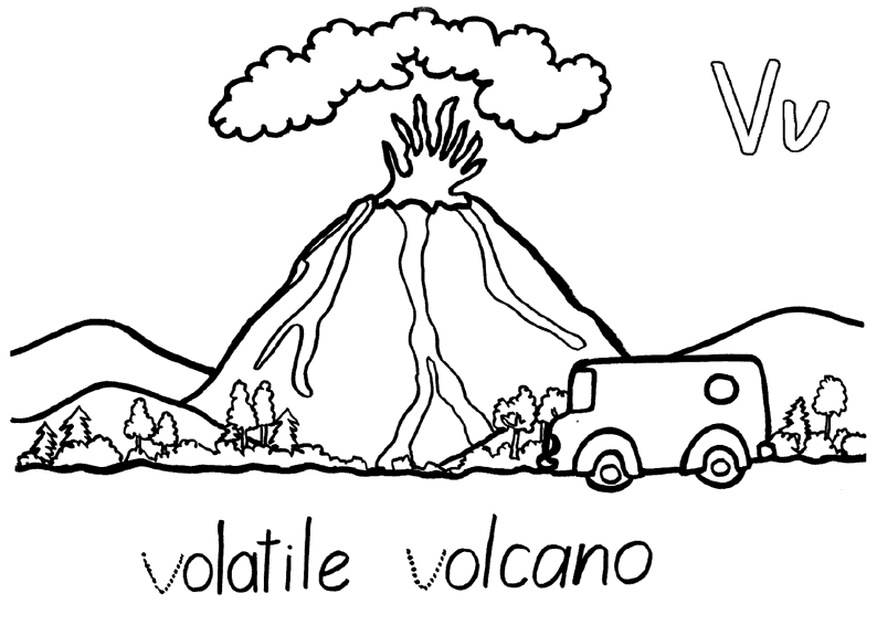 着色页: 火山 (自然) #166617 - 免费可打印着色页