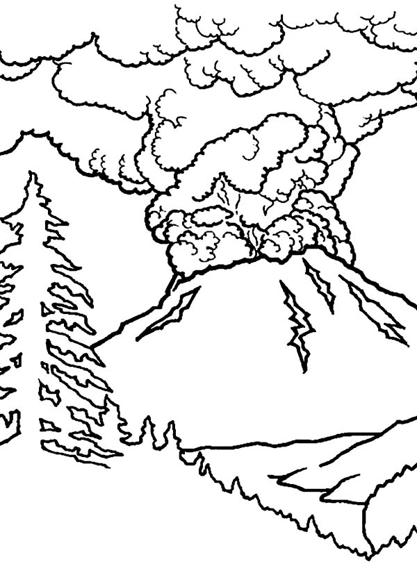 着色页: 火山 (自然) #166641 - 免费可打印着色页