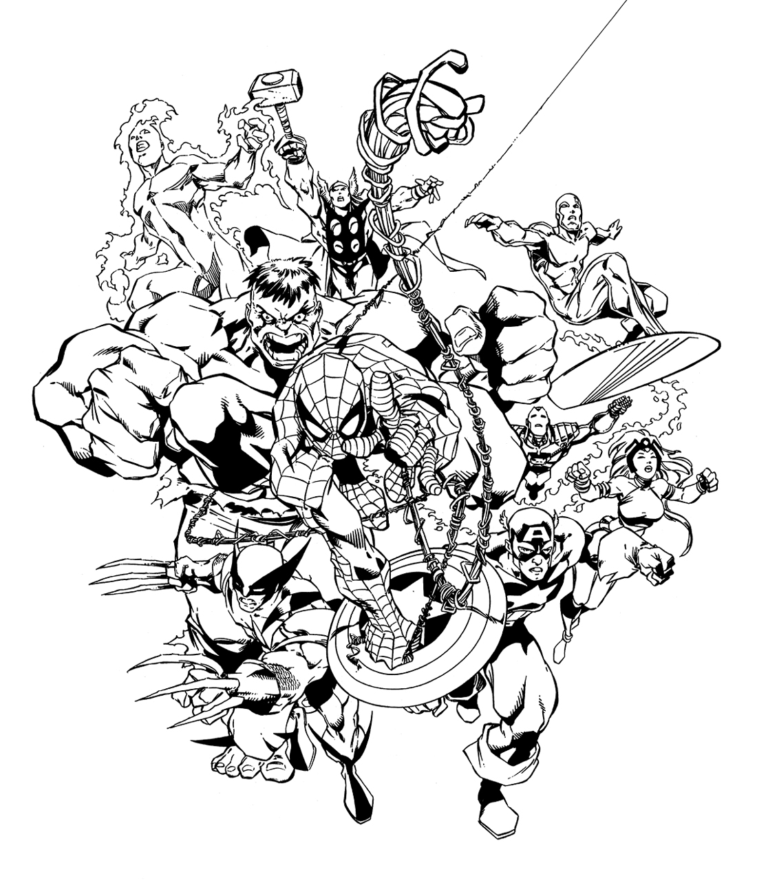 着色页: 复仇者联盟 (超级英雄) #74068 - 免费可打印着色页