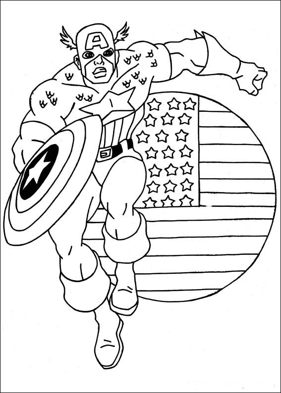 着色页: 美国队长 (超级英雄) #76564 - 免费可打印着色页