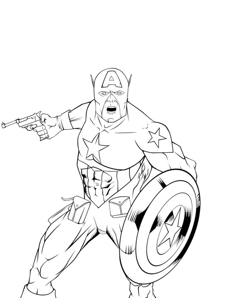 着色页: 美国队长 (超级英雄) #76602 - 免费可打印着色页
