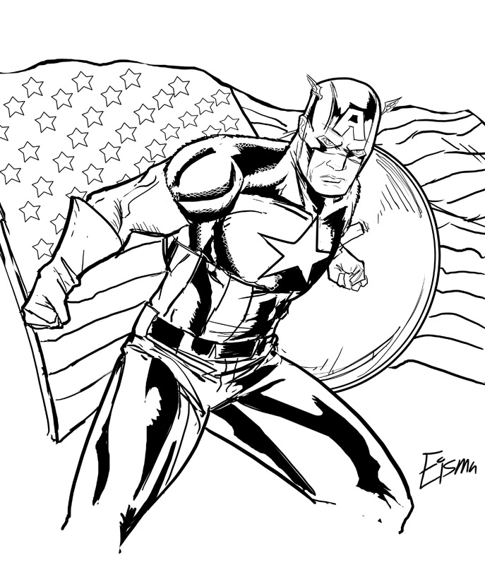着色页: 美国队长 (超级英雄) #76606 - 免费可打印着色页