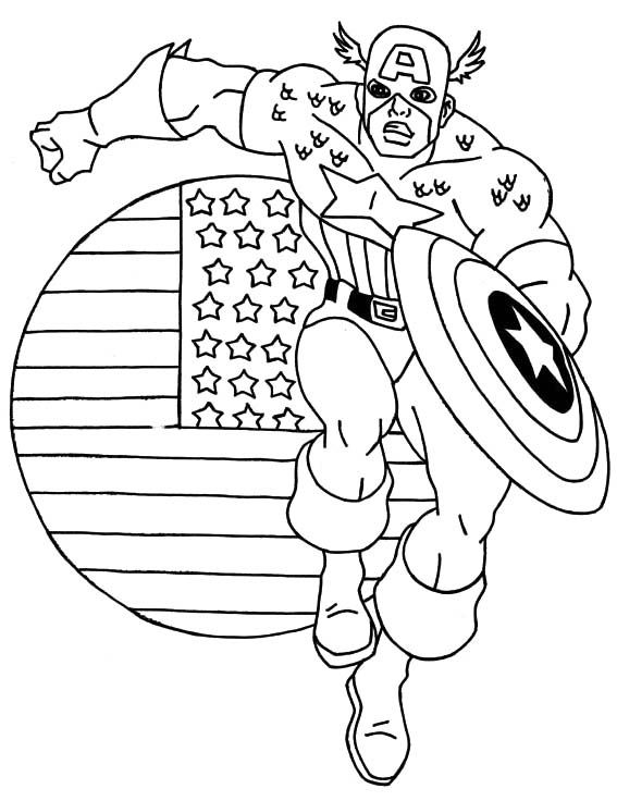 着色页: 美国队长 (超级英雄) #76633 - 免费可打印着色页