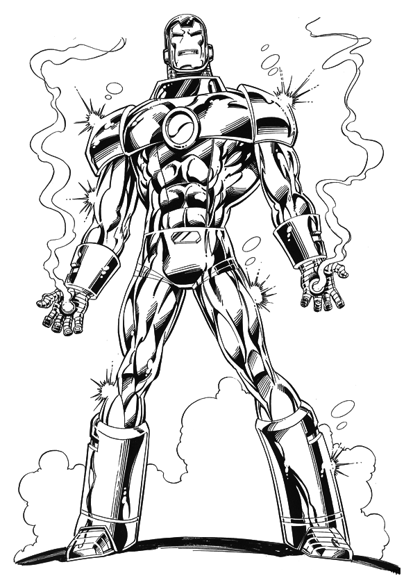 着色页: 钢铁侠 (超级英雄) #80523 - 免费可打印着色页