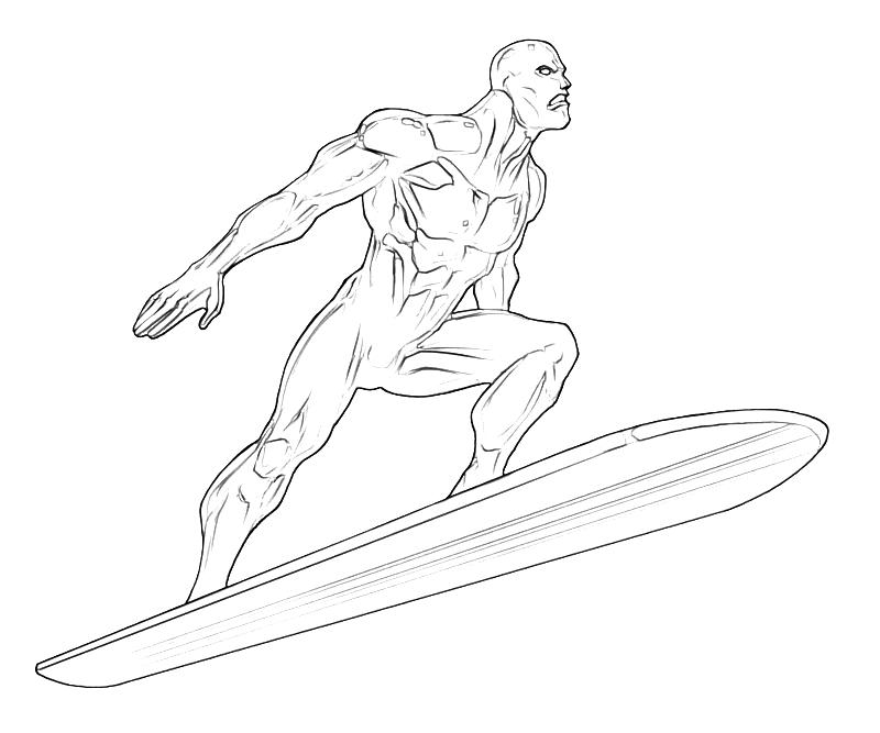 着色页: 银色冲浪者 (超级英雄) #81129 - 免费可打印着色页