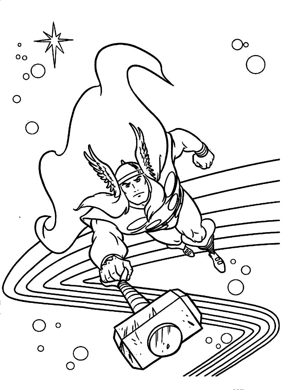 着色页: 雷神 (超级英雄) #75891 - 免费可打印着色页