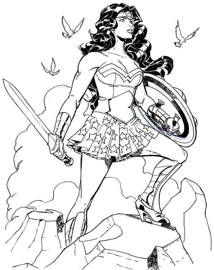 着色页: 神奇女侠 (超级英雄) #74655 - 免费可打印着色页