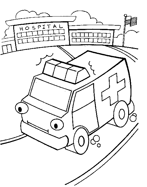 着色页: 救护车 (运输) #136836 - 免费可打印着色页