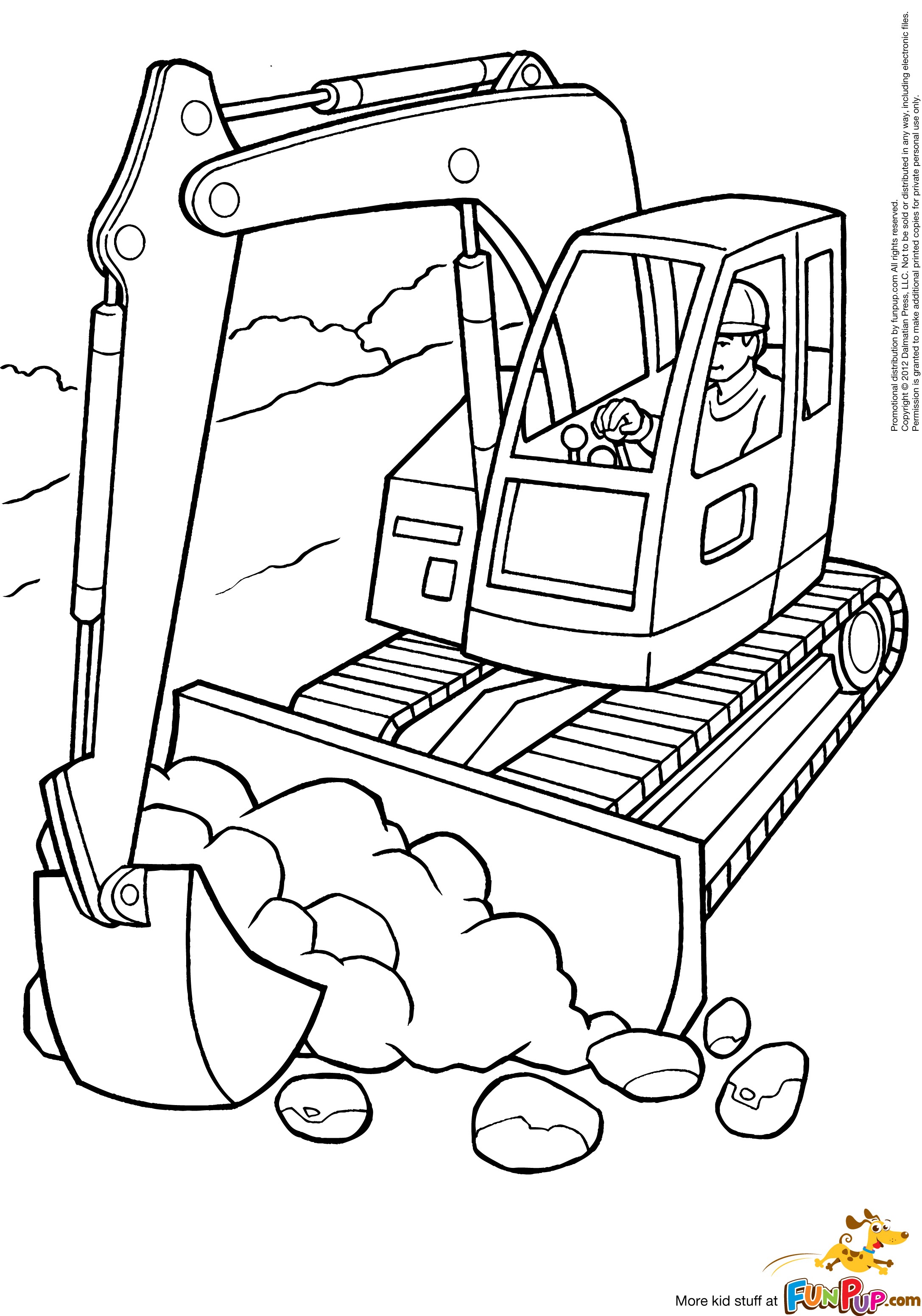 着色页: 推土机/机械挖掘机 (运输) #141678 - 免费可打印着色页