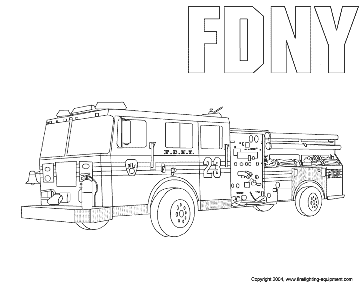着色页: 消防车 (运输) #135869 - 免费可打印着色页