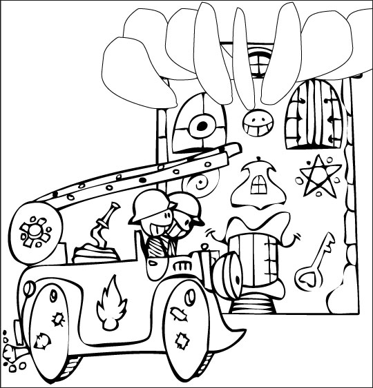 着色页: 消防车 (运输) #135922 - 免费可打印着色页