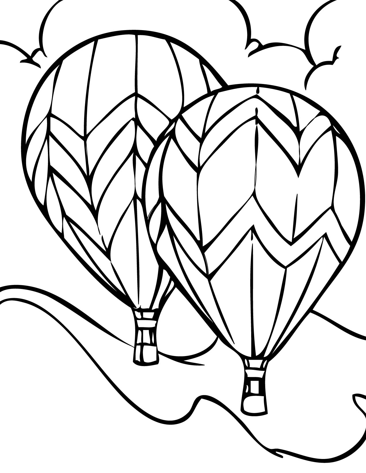 着色页: 热气球 (运输) #134589 - 免费可打印着色页