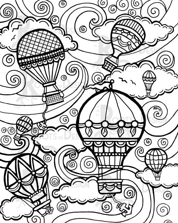 着色页: 热气球 (运输) #134682 - 免费可打印着色页