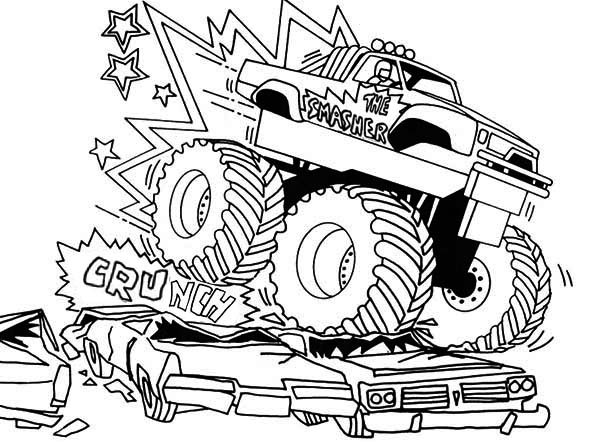 着色页: 怪物卡车 (运输) #141322 - 免费可打印着色页