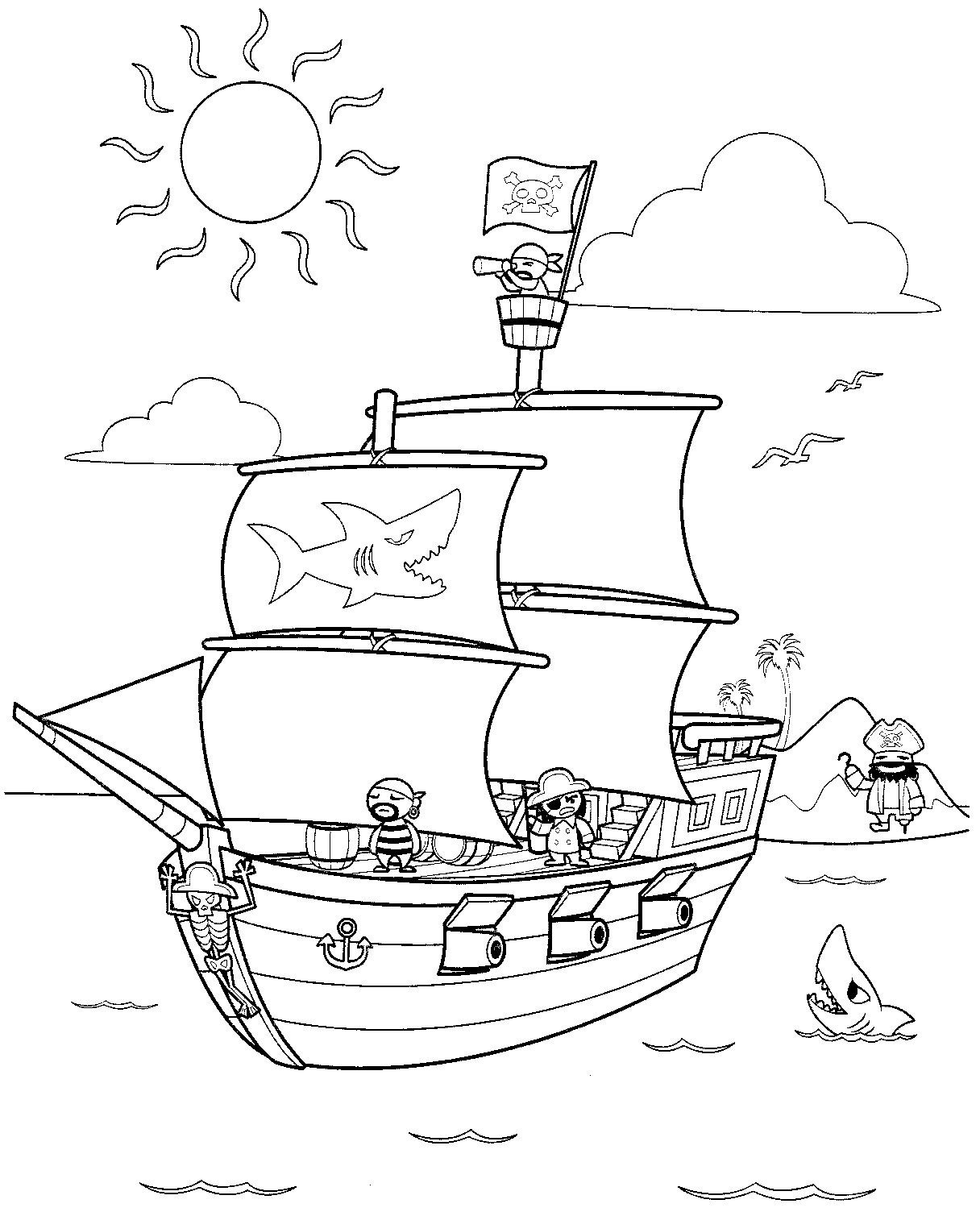 着色页: 海盗船 (运输) #138206 - 免费可打印着色页