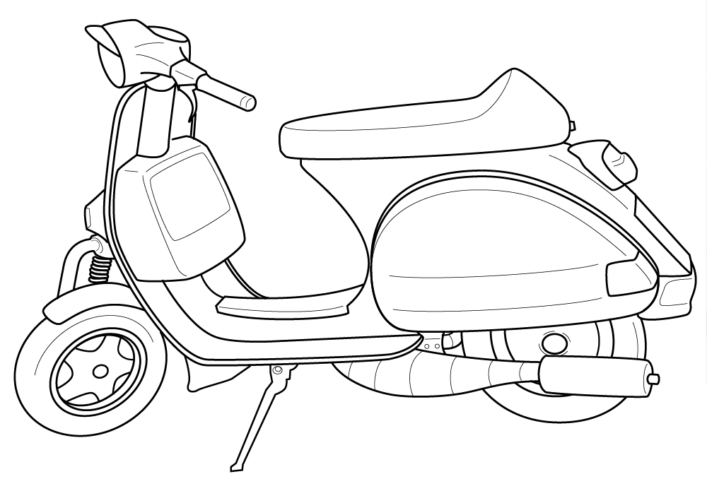 着色页: 小型摩托车 (运输) #139548 - 免费可打印着色页