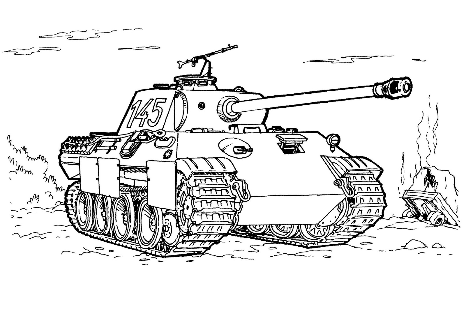 着色页: 坦克 (运输) #138003 - 免费可打印着色页