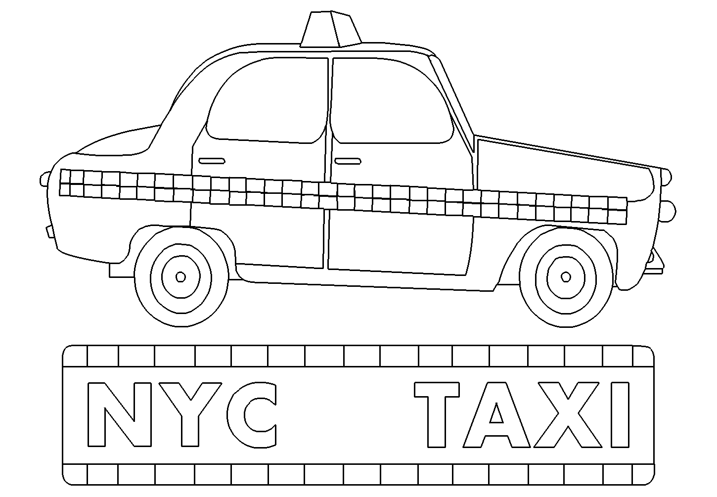 着色页: 出租车 (运输) #137201 - 免费可打印着色页