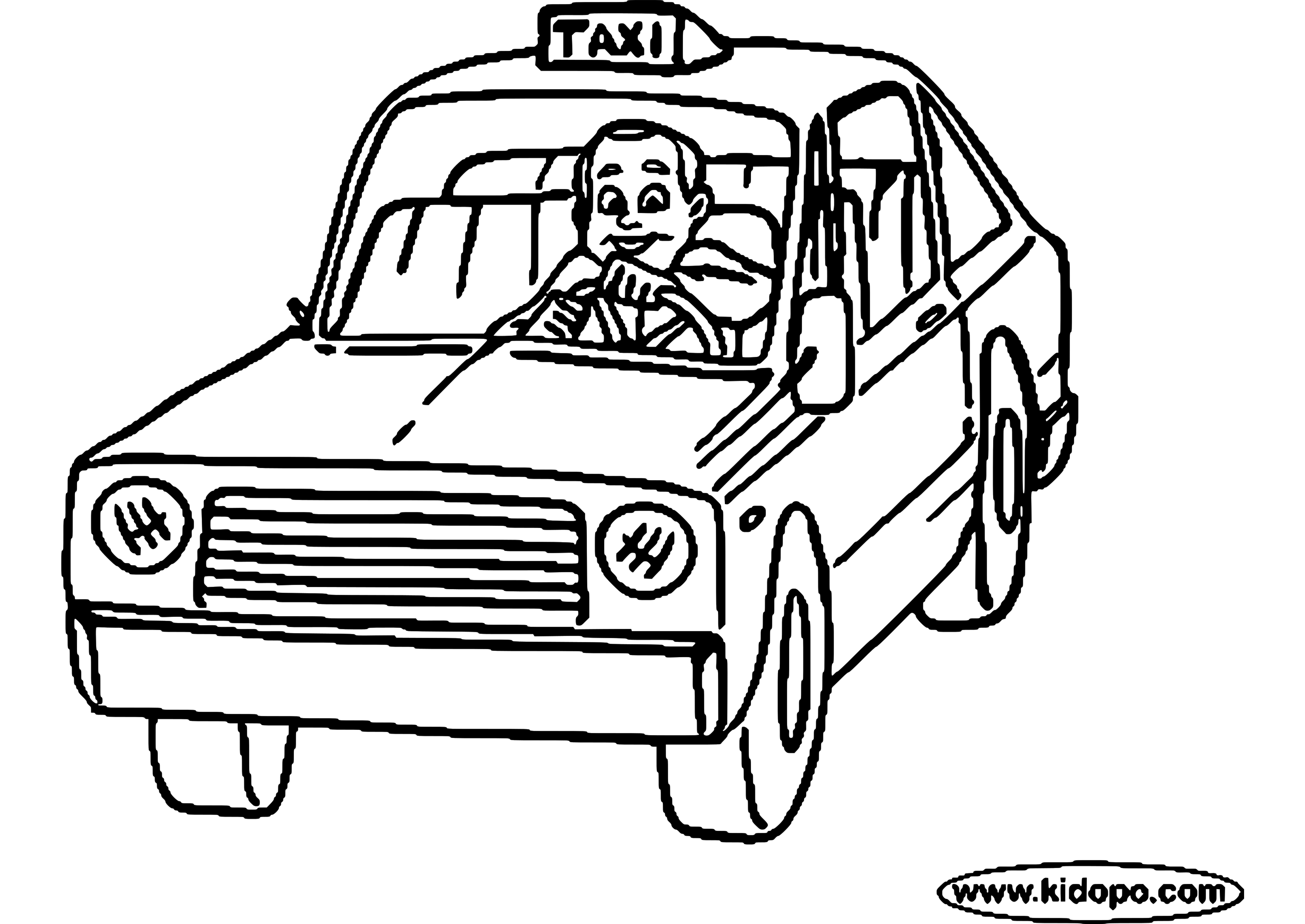 着色页: 出租车 (运输) #137230 - 免费可打印着色页