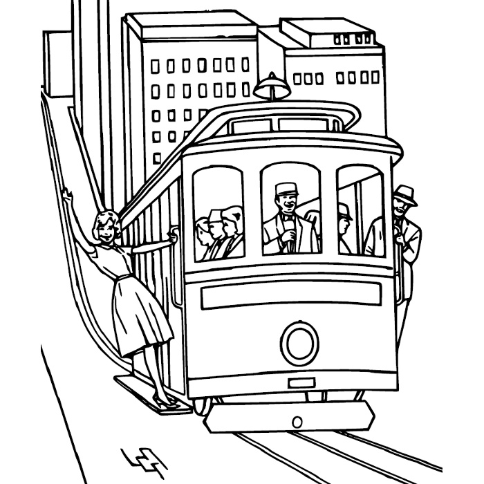 着色页: 电车 (运输) #145405 - 免费可打印着色页