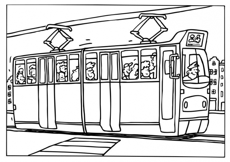 着色页: 电车 (运输) #145407 - 免费可打印着色页