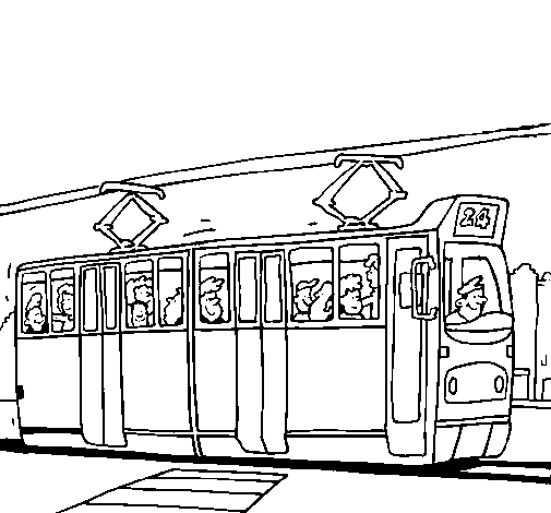 着色页: 电车 (运输) #145413 - 免费可打印着色页