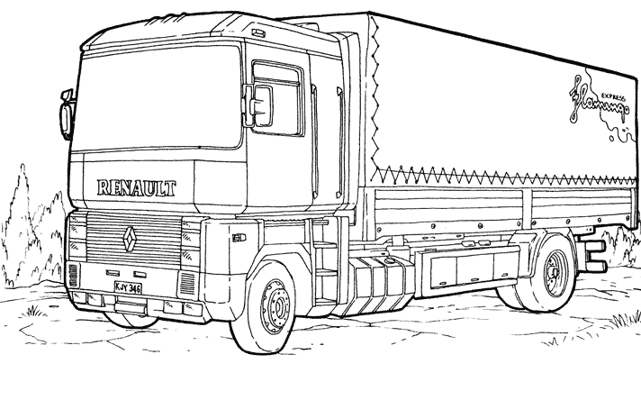 着色页: 卡车 (运输) #135529 - 免费可打印着色页