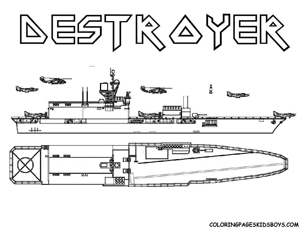 着色页: 军舰 (运输) #138655 - 免费可打印着色页